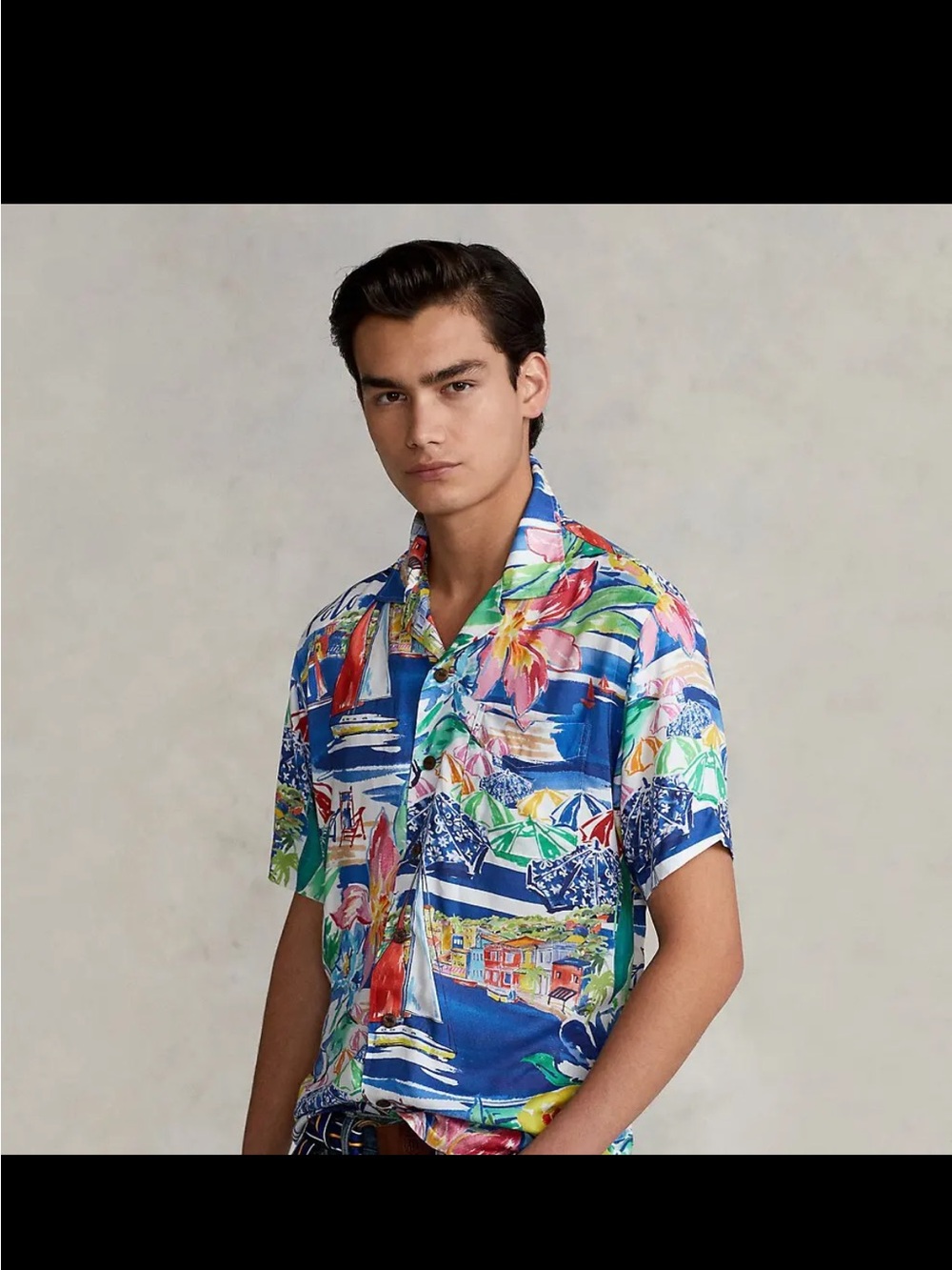 Polo by Ralph Lauren Blue Multicolor Tropical Camp Shirt